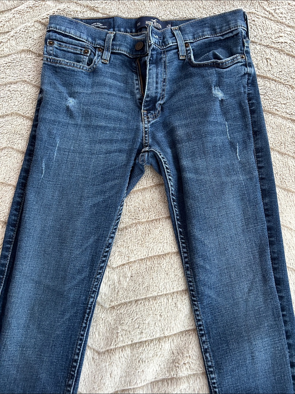 Hollister Men's Slim Blue Distressed Jeans